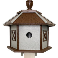 Recycled Plastic Gazebo Bird House, Brown and Gray - BirdHousesAndBaths.com