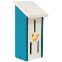 Recycled Plastic Butterfly House, White and Teal