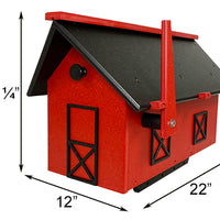 Amish Made Recycled Plastic Mailbox, Black and Red