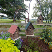 Summer Camp Bark Cabin Bird Houses, Set of 3