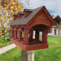 Bird In Hand Amish Willow Hill Covered Bridge Feeder, Red