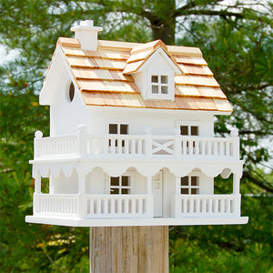 Novelty Cottage Bird House, White