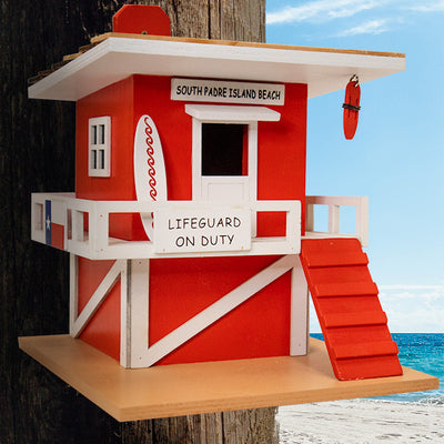 South Padre Island Lifeguard Shack w/Texas Flag Bird House