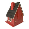Home Bazaar Festive Lodge Birdhouse with LEDs, Red