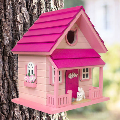 Kitty Cottage Bird House, Pink