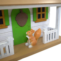Squirrel Cottage Bird House, Weathered White