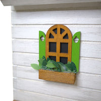 Squirrel Cottage Bird House, Weathered White