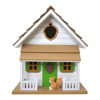 Squirrel Cottage Bird House, Weathered White