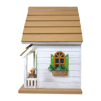 Squirrel Cottage Bird House, Weathered White