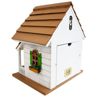 Squirrel Cottage Bird House, Weathered White