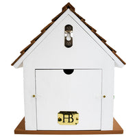 Squirrel Cottage Bird House, Weathered White