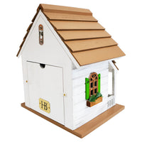 Squirrel Cottage Bird House, Weathered White