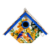 Hanging Wren House, Bluebirds with Camellia Print