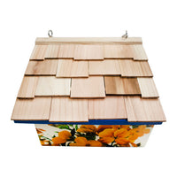 Hanging Wren House, Bluebirds with Camellia Print