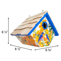 Hanging Wren House, Bluebirds with Camellia Print