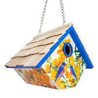 Hanging Wren House, Bluebirds with Camellia Print