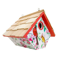 Hanging Wren House, Cardinals and Dogwood Print