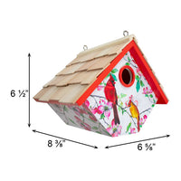Hanging Wren House, Cardinals and Dogwood Print