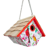 Hanging Wren House, Cardinals and Dogwood Print