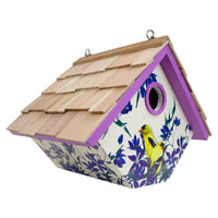 Hanging Wren House, Goldfinch and Clematis Print