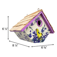 Hanging Wren House, Goldfinch and Clematis Print