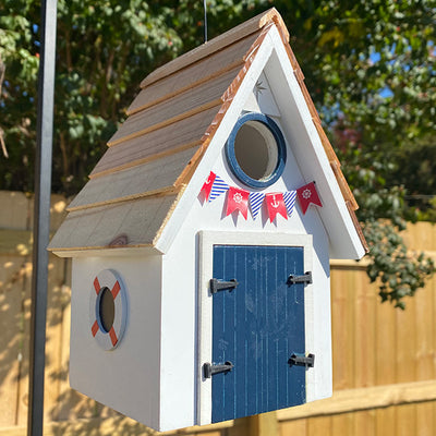 Dockside Cabin Bird House, White