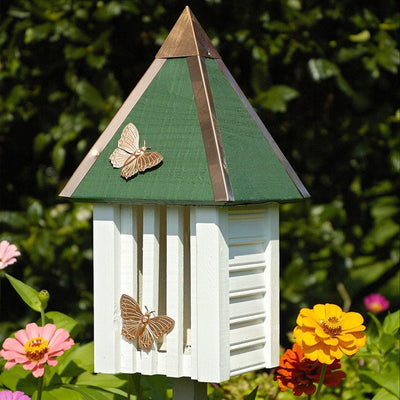 Flutterbye Butterfly House and Pole, White