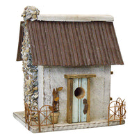 Stone Chimney White Bird Cottage - BirdHousesAndBaths.com