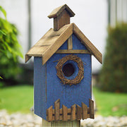 Rustic Wreath Blue Bird Shelter - BirdHousesAndBaths.com