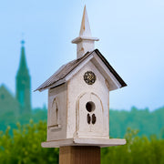 Country Chapel White Bird House - BirdHousesAndBaths.com