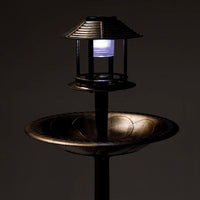 Lunar Bird Bath and Planter with Solar Light, Bronze - BirdHousesAndBaths.com