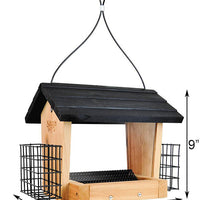 Cedar Hopper Bird Feeder with Suet Cages, Small