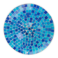 Glass Mosaic Bird Bath with Steel Stand, Blue