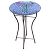 Glass Mosaic Bird Bath with Steel Stand, Rainbow