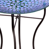 Glass Mosaic Bird Bath with Steel Stand, Rainbow