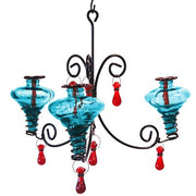 Parasol Mini-Blossom Chandelier Hummingbird Feeder, Aquamarine