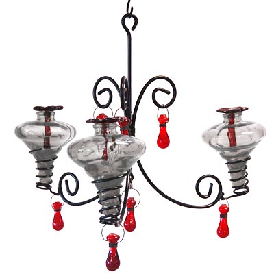 Parasol Mini-Blossom Chandelier Hummingbird Feeder, Clear