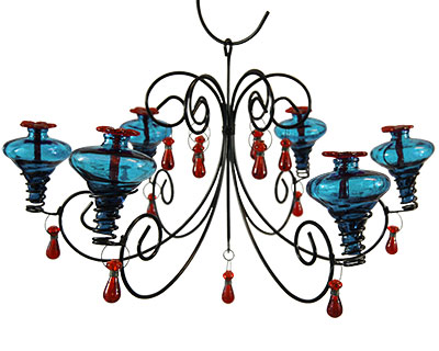 Parasol Grand Mini-Blossom Chandelier, Aqua, 24 oz.