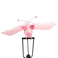 Flying Pig Rocker Garden Stake, 52"H - BirdHousesAndBaths.com