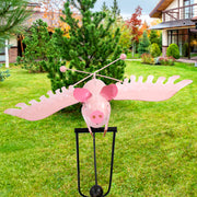 Flying Pig Staked Metal Rocker, 52"H