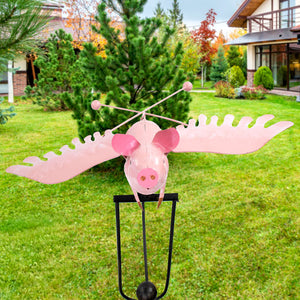 Flying Pig Staked Metal Rocker, 52"H