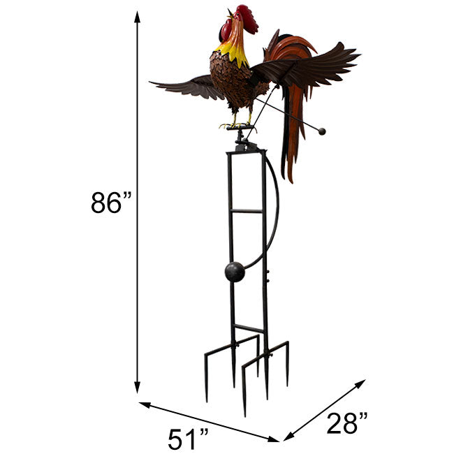 GIANT Rooster Rocker Garden Stake, Multicolored, 86
