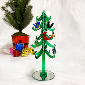 Glass Evergreen Tree with Assorted Bird Ornaments - BirdHousesAndBaths.com