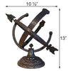 Armillary Sundial w/Sunbursts, Aluminum, Brown, 10" dia.