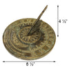 Colonial Sundial, Polished Brass, 8.5" dia.