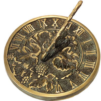 Grapevine Sundial, Brass, Verdigris, 7.5" dia.