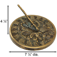 Grapevine Sundial, Brass, Verdigris, 7.5" dia.