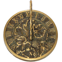 Grapevine Sundial, Brass, Verdigris, 7.5" dia.