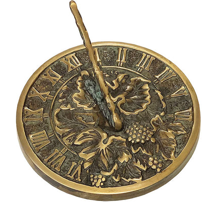 Grapevine Sundial, Brass, Verdigris, 7.5