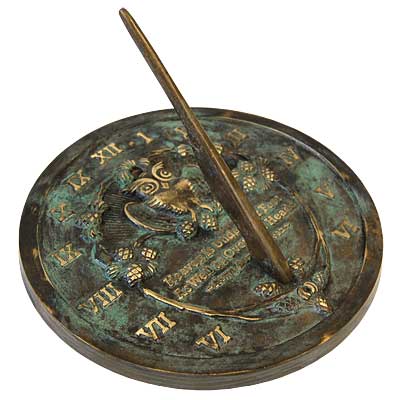 Thoreau Sundial, Brass, Aged Patina, 8.625